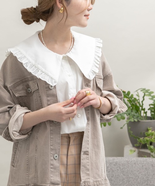 UR Lab.(アーバンリサーチラボ)の「BIGカラーフレンチブラウス(シャツ/ブラウス・レディース・ブラック/オフホワイト・FREE)」の15枚目の写真