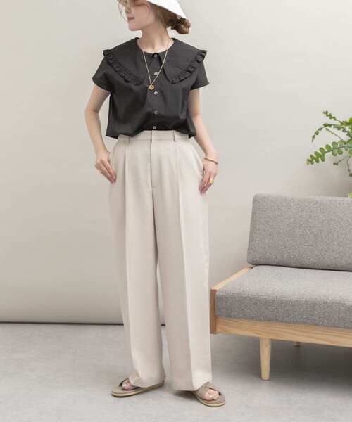 UR Lab.(アーバンリサーチラボ)の「BIGカラーフレンチブラウス(シャツ/ブラウス・レディース・ブラック/オフホワイト・FREE)」の8枚目の写真