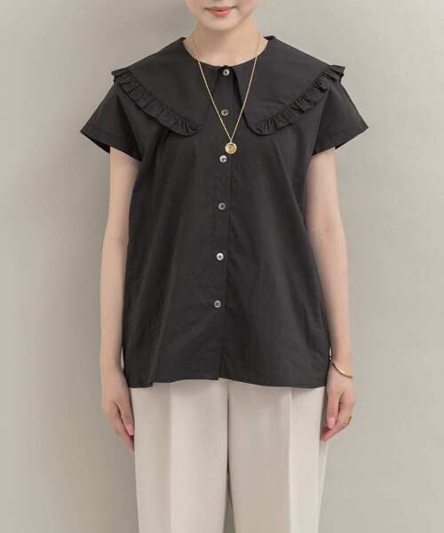 UR Lab.(アーバンリサーチラボ)の「BIGカラーフレンチブラウス(シャツ/ブラウス・レディース・ブラック/オフホワイト・FREE)」の11枚目の写真