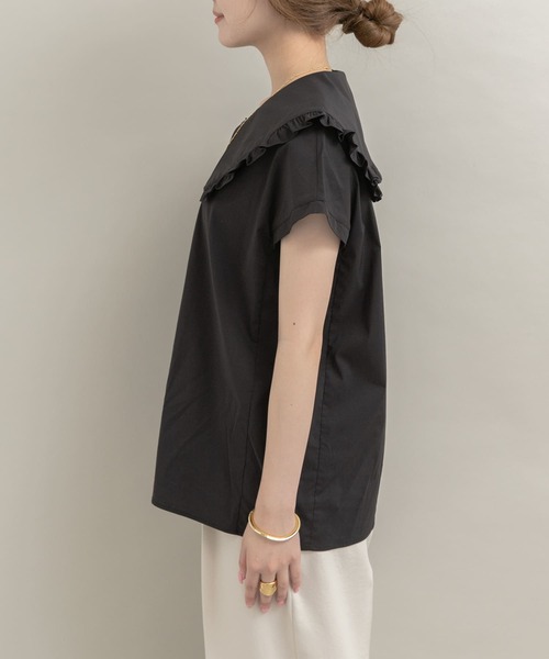 UR Lab.(アーバンリサーチラボ)の「BIGカラーフレンチブラウス(シャツ/ブラウス・レディース・ブラック/オフホワイト・FREE)」の16枚目の写真