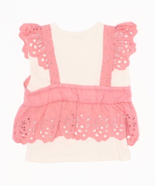 petit main（プティマイン）の「レースキャミドッキングTシャツ（Tシャツ/カットソー・キッズ・ピンク/モカ/ライトブルー・120cm/130cm/110cm/100cm/80ｃｍ/90cm）」の4枚目の写真