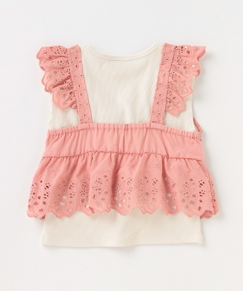 petit main（プティマイン）の「レースキャミドッキングTシャツ（Tシャツ/カットソー・キッズ・ピンク/モカ/ライトブルー・120cm/130cm/110cm/100cm/80ｃｍ/90cm）」の5枚目の写真