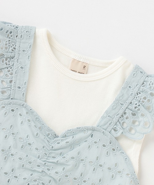 petit main（プティマイン）の「レースキャミドッキングTシャツ（Tシャツ/カットソー・キッズ・ピンク/モカ/ライトブルー・120cm/130cm/110cm/100cm/80ｃｍ/90cm）」の8枚目の写真