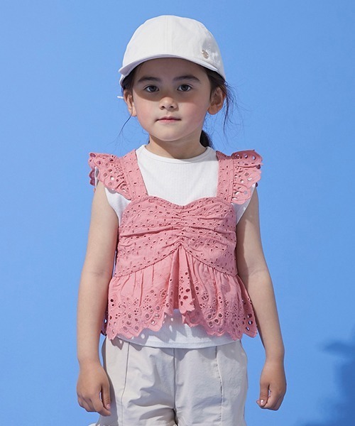 petit main（プティマイン）の「レースキャミドッキングTシャツ（Tシャツ/カットソー・キッズ・ピンク/モカ/ライトブルー・120cm/130cm/110cm/100cm/80ｃｍ/90cm）」の15枚目の写真