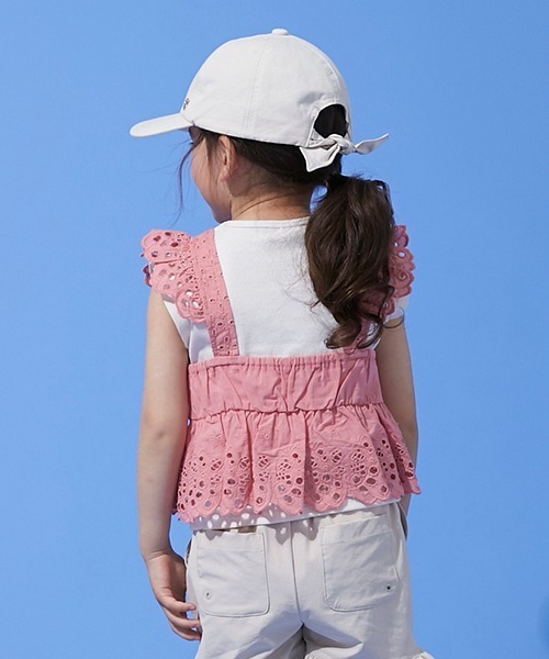 petit main（プティマイン）の「レースキャミドッキングTシャツ（Tシャツ/カットソー・キッズ・ピンク/モカ/ライトブルー・120cm/130cm/110cm/100cm/80ｃｍ/90cm）」の16枚目の写真