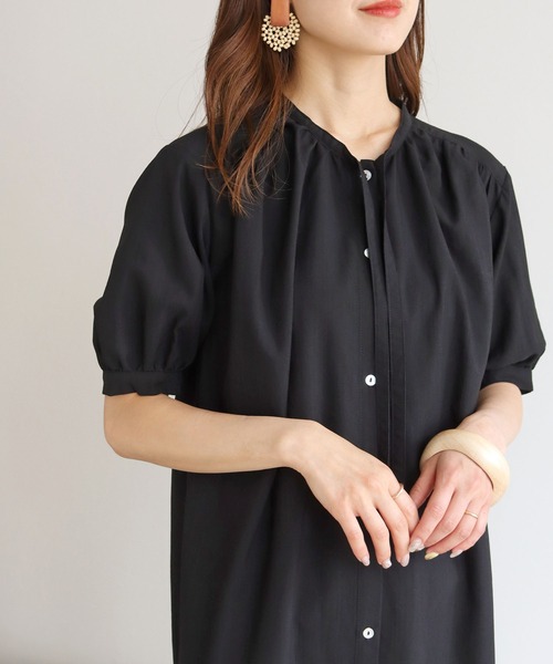 HER CLOSET(ハークローゼット)の「【shemoshelly】リネンライクギャザーシャツワンピース(ワンピース・レディース・アイボリー/ブラック/テラコッタ/ベージュ/ブルー・M)」の13枚目の写真