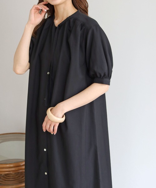 HER CLOSET(ハークローゼット)の「【shemoshelly】リネンライクギャザーシャツワンピース(ワンピース・レディース・アイボリー/ブラック/テラコッタ/ベージュ/ブルー・M)」の16枚目の写真