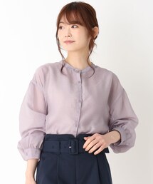 pink adobe | ◆【M-LL】シアーバンドカラーシャツ(シャツ/ブラウス)