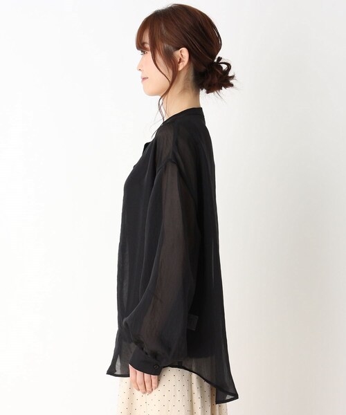 pink adobe（ピンクアドベ）の「◆【M-LL】シアーバンドカラーシャツ（シャツ/ブラウス・レディース・ブラック/イエロー/ライトパープル・40/38/42）」の5枚目の写真