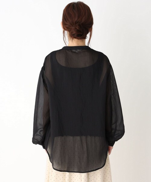 pink adobe（ピンクアドベ）の「◆【M-LL】シアーバンドカラーシャツ（シャツ/ブラウス・レディース・ブラック/イエロー/ライトパープル・40/38/42）」の6枚目の写真