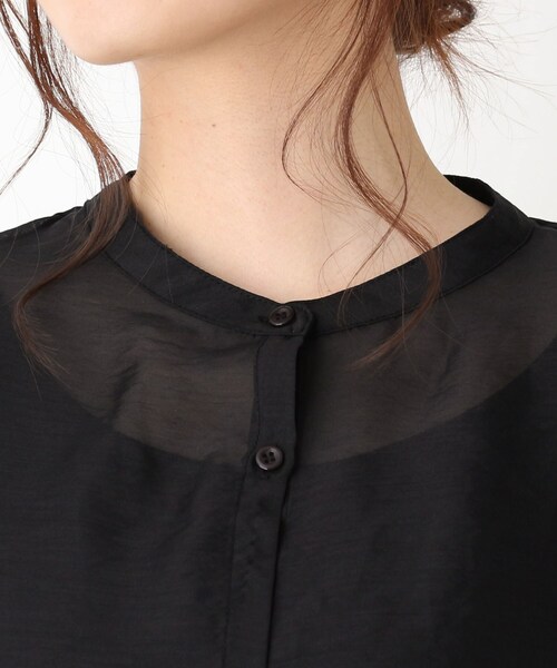 pink adobe（ピンクアドベ）の「◆【M-LL】シアーバンドカラーシャツ（シャツ/ブラウス・レディース・ブラック/イエロー/ライトパープル・40/38/42）」の7枚目の写真