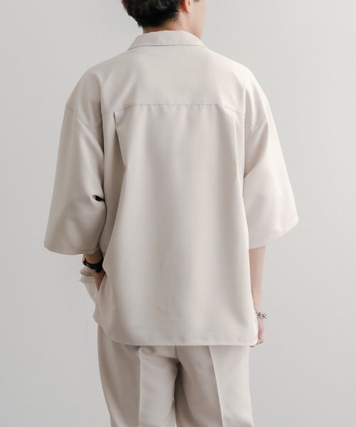 epnok（エプノック）の「リネンライクハーフジップルーズシャツ（シャツ/ブラウス・メンズ・ナチュラル/グレイッシュブルー/ブラック・MEDIUM/LARGE/SMALL）」の9枚目の写真