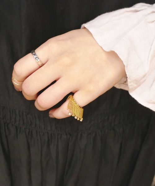 ジルコニア パール シャンデリアピンキーリング ゴールド ジルコニア パール シャンデリアピンキーリング ゴールド