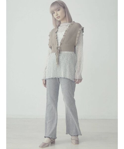 merry jenny（メリージェニー）の「ギャザーギンガムフレアパンツ（その他パンツ・レディース・ブラック/ベージュ/オレンジ・FREE）」の16枚目の写真