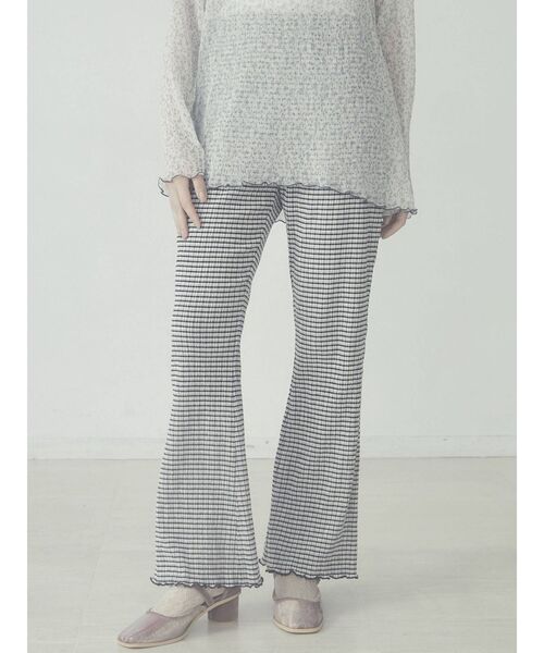 merry jenny（メリージェニー）の「ギャザーギンガムフレアパンツ（その他パンツ・レディース・ブラック/ベージュ/オレンジ・FREE）」の4枚目の写真