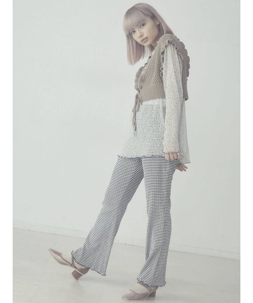 merry jenny（メリージェニー）の「ギャザーギンガムフレアパンツ（その他パンツ・レディース・ブラック/ベージュ/オレンジ・FREE）」の19枚目の写真