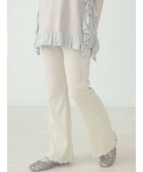 merry jenny（メリージェニー）の「ギャザーギンガムフレアパンツ（その他パンツ・レディース・ブラック/ベージュ/オレンジ・FREE）」の5枚目の写真
