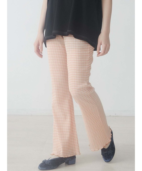 merry jenny（メリージェニー）の「ギャザーギンガムフレアパンツ（その他パンツ・レディース・ブラック/ベージュ/オレンジ・FREE）」の3枚目の写真