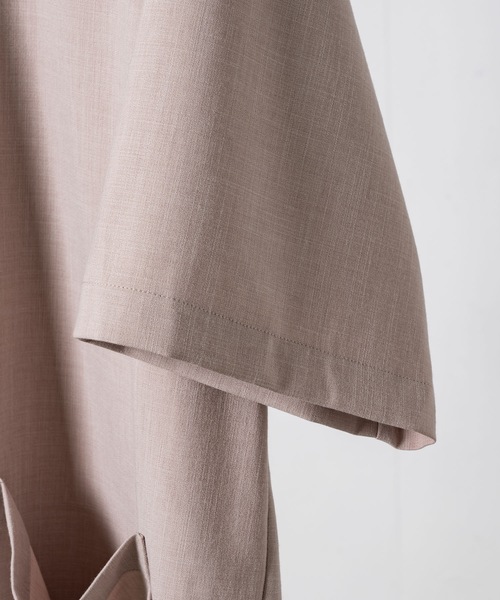 INTER FACTORY（インターファクトリー）の「ファッションインフルエンサー たいが - リネンタッチカバーオールシャツ　made in INTER FACTORY（シャツ/ブラウス・メンズ・ベージュ/チャコールグレー・MEDIUM/LARGE）」の6枚目の写真