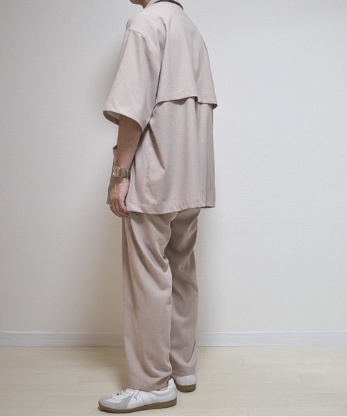 INTER FACTORY（インターファクトリー）の「ファッションインフルエンサー たいが - リネンタッチカバーオールシャツ　made in INTER FACTORY（シャツ/ブラウス・メンズ・ベージュ/チャコールグレー・MEDIUM/LARGE）」の15枚目の写真