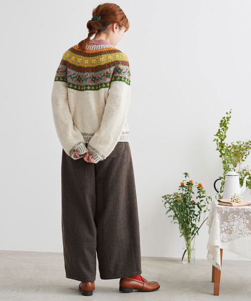 chambre de charme（シャンブルドゥシャーム）の「cdc　ペルーハンドニット お花プルオーバー（ニット/セーター・レディース・グレー/オフホワイト・FREE）」の15枚目の写真