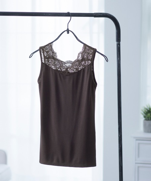 YU'NOW（ユナウ）の「【吸湿発熱】【抗菌防臭】２ＷＡＹタンクトップ（インナーウェア/肌着・レディース・ブルー/ラベンダー/グレイッシュベージュ/ブラック/オフホワイト/チャコールグレー/グレー/アッシュブラウン/グリーン・MEDIUM/X-LARGE/XXX-LARGE/LARGE/XX-LARGE/XXXX-LARGE/SMALL）」の5枚目の写真