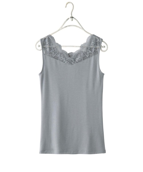 YU'NOW（ユナウ）の「【吸湿発熱】【抗菌防臭】２ＷＡＹタンクトップ（インナーウェア/肌着・レディース・ブルー/ラベンダー/グレイッシュベージュ/ブラック/オフホワイト/チャコールグレー/グレー/アッシュブラウン/グリーン・MEDIUM/X-LARGE/XXX-LARGE/LARGE/XX-LARGE/XXXX-LARGE/SMALL）」の19枚目の写真