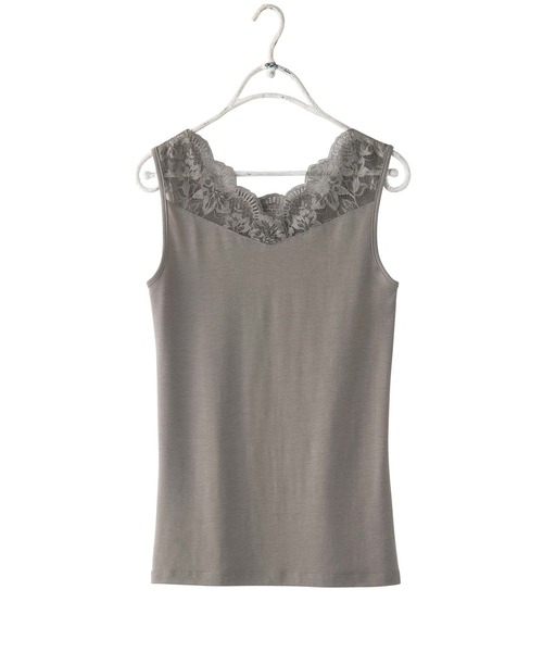 YU'NOW（ユナウ）の「【吸湿発熱】【抗菌防臭】２ＷＡＹタンクトップ（インナーウェア/肌着・レディース・ブルー/ラベンダー/グレイッシュベージュ/ブラック/オフホワイト/チャコールグレー/グレー/アッシュブラウン/グリーン・MEDIUM/X-LARGE/XXX-LARGE/LARGE/XX-LARGE/XXXX-LARGE/SMALL）」の20枚目の写真