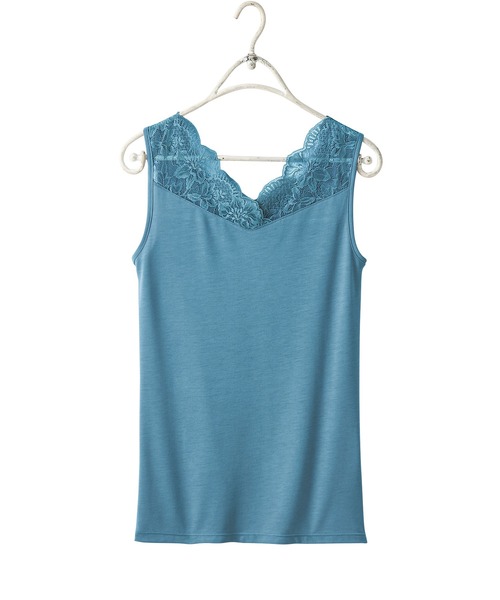 YU'NOW（ユナウ）の「【吸湿発熱】【抗菌防臭】２ＷＡＹタンクトップ（インナーウェア/肌着・レディース・ブルー/ラベンダー/グレイッシュベージュ/ブラック/オフホワイト/チャコールグレー/グレー/アッシュブラウン/グリーン・MEDIUM/X-LARGE/XXX-LARGE/LARGE/XX-LARGE/XXXX-LARGE/SMALL）」の16枚目の写真