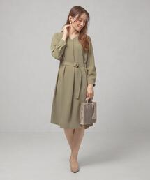 closet story | ＜closet story（クローゼットストーリー）＞ タックVネック サックワンピース -ウォッシャブル-(ワンピース)