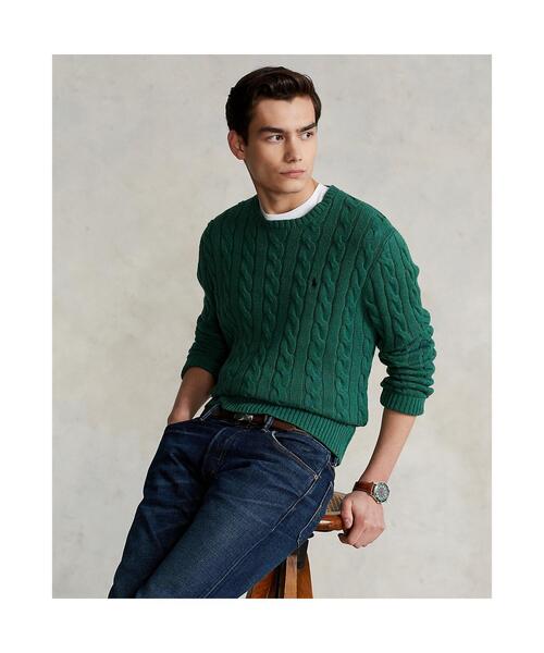 POLO RALPH LAUREN（ポロ ラルフ ローレン）の「ケーブルニット コットン セーター（ニット/セーター・メンズ・グリーン・XL/XS/L/S/M/XXL）」の4枚目の写真