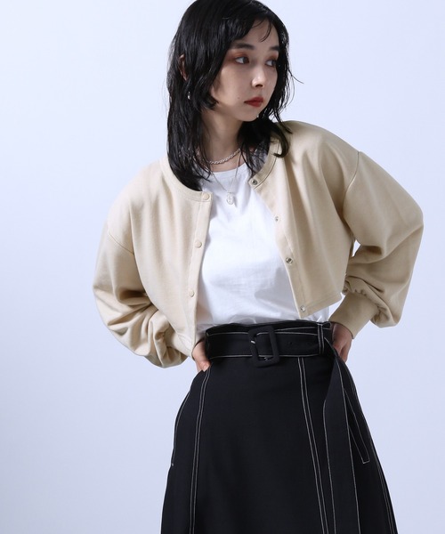 HARE（ハレ）の「2Pウラケショートカーディガン＊タンクトップ(HARE)（カーディガン/ボレロ・レディース・ブラック/ベージュ/グレー・FREE）」の21枚目の写真