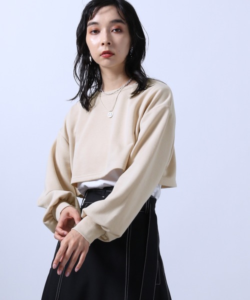 HARE（ハレ）の「2Pウラケショートカーディガン＊タンクトップ(HARE)（カーディガン/ボレロ・レディース・ブラック/ベージュ/グレー・FREE）」の6枚目の写真