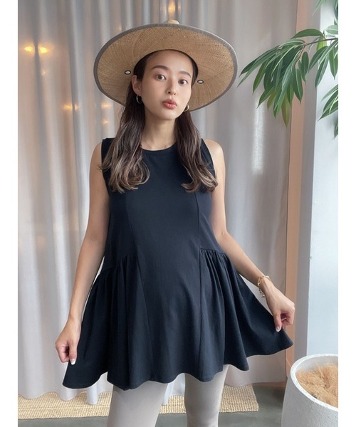 TRUNC（トランクエイティーエイト）の「Flare Cut Peplum Tops（Tシャツ/カットソー・レディース・オフホワイト/ブラック/ベージュ・FREE）」の3枚目の写真