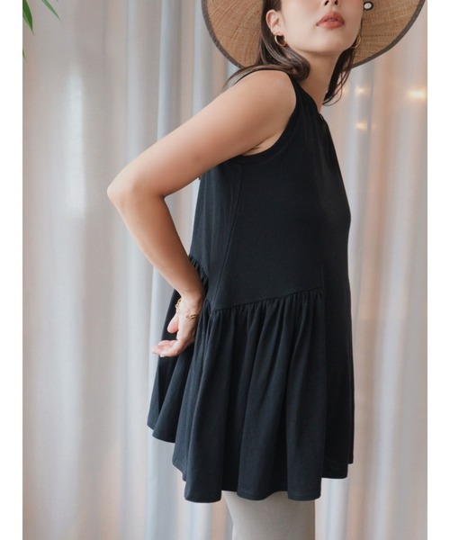 TRUNC（トランクエイティーエイト）の「Flare Cut Peplum Tops（Tシャツ/カットソー・レディース・オフホワイト/ブラック/ベージュ・FREE）」の6枚目の写真