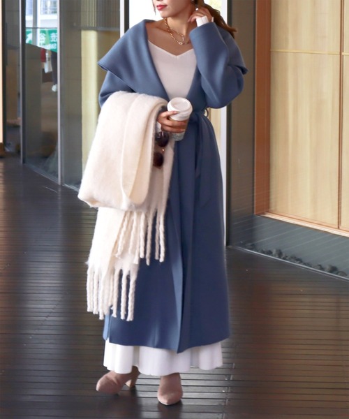 ROYAL PARTY（ロイヤルパーティー）の「カットメルトンロングコート（その他アウター・レディース・ブラック/ブルー/ブラウン/ベージュ・FREE）」の10枚目の写真