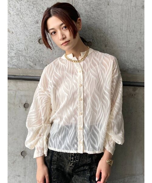 EMODA（エモダ）の「アームカーブスタンドシャツ（シャツ/ブラウス・レディース・ブラック/アイボリー/その他・FREE）」の10枚目の写真