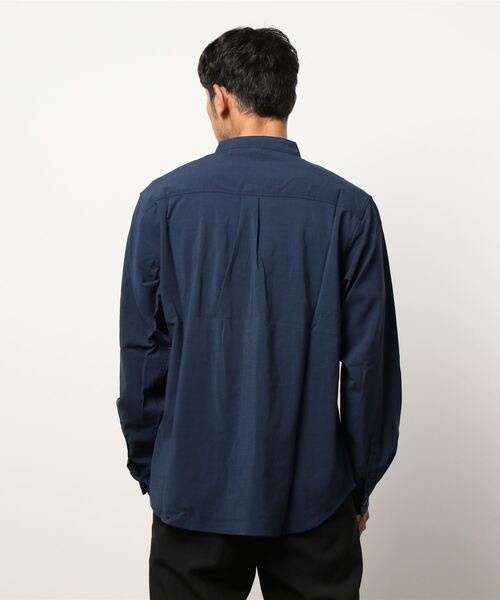 Anytime Songs(エニータイムソングス)の「ポリラミー バンドカラーシャツ(シャツ/ブラウス・メンズ・カーキ/ネイビー/ホワイト/ベージュ/ブラック・MEDIUM/LARGE/X-LARGE)」の12枚目の写真