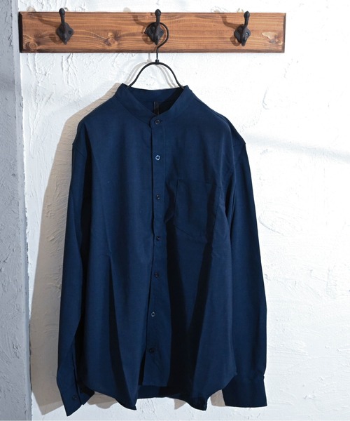 Anytime Songs(エニータイムソングス)の「ポリラミー バンドカラーシャツ(シャツ/ブラウス・メンズ・カーキ/ネイビー/ホワイト/ベージュ/ブラック・MEDIUM/LARGE/X-LARGE)」の5枚目の写真