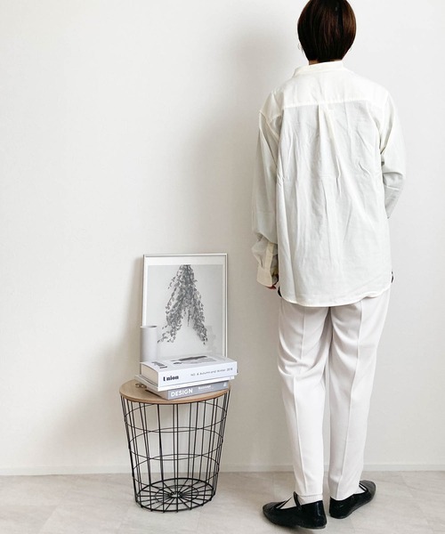 Anytime Songs(エニータイムソングス)の「ポリラミー バンドカラーシャツ(シャツ/ブラウス・メンズ・カーキ/ネイビー/ホワイト/ベージュ/ブラック・MEDIUM/LARGE/X-LARGE)」の17枚目の写真