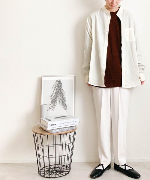 Anytime Songs(エニータイムソングス)の「ポリラミー バンドカラーシャツ(シャツ/ブラウス・メンズ・カーキ/ネイビー/ホワイト/ベージュ/ブラック・MEDIUM/LARGE/X-LARGE)」の16枚目の写真