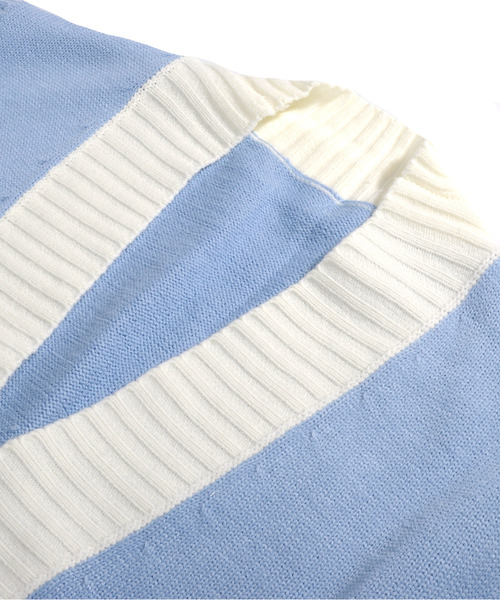 neos（ネオス）の「【neos -addictive design-】ルーズシルエット バイカラー Vネック チルデン ニット ベスト（ベスト・メンズ・ブルー/ベージュ/ブラック・MEDIUM/X-LARGE/LARGE）」の22枚目の写真