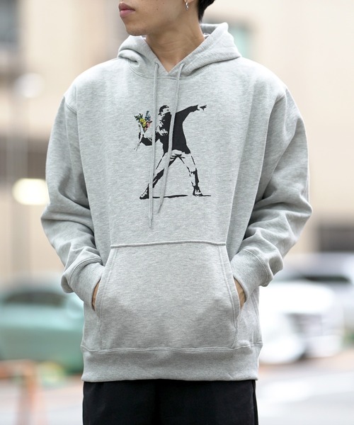 BRANDALISED（ブランダライズド）の「BRANDALISED ブランダライズド FLOWER　BOMBER P/Oパーカー（パーカー・メンズ・ブラック/杢グレー/ホワイト・MEDIUM/LARGE/X-LARGE）」の3枚目の写真