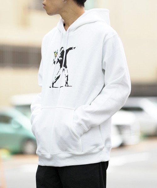 BRANDALISED（ブランダライズド）の「BRANDALISED ブランダライズド FLOWER　BOMBER P/Oパーカー（パーカー・メンズ・ブラック/杢グレー/ホワイト・MEDIUM/LARGE/X-LARGE）」の2枚目の写真