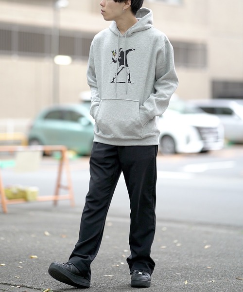 BRANDALISED（ブランダライズド）の「BRANDALISED ブランダライズド FLOWER　BOMBER P/Oパーカー（パーカー・メンズ・ブラック/杢グレー/ホワイト・MEDIUM/LARGE/X-LARGE）」の11枚目の写真