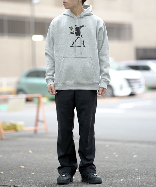 BRANDALISED（ブランダライズド）の「BRANDALISED ブランダライズド FLOWER　BOMBER P/Oパーカー（パーカー・メンズ・ブラック/杢グレー/ホワイト・MEDIUM/LARGE/X-LARGE）」の6枚目の写真