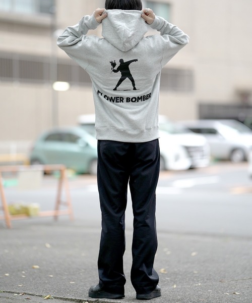 BRANDALISED（ブランダライズド）の「BRANDALISED ブランダライズド FLOWER　BOMBER P/Oパーカー（パーカー・メンズ・ブラック/杢グレー/ホワイト・MEDIUM/LARGE/X-LARGE）」の9枚目の写真