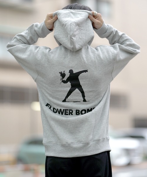 BRANDALISED（ブランダライズド）の「BRANDALISED ブランダライズド FLOWER　BOMBER P/Oパーカー（パーカー・メンズ・ブラック/杢グレー/ホワイト・MEDIUM/LARGE/X-LARGE）」の16枚目の写真