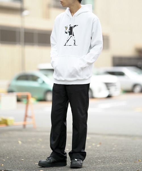 BRANDALISED（ブランダライズド）の「BRANDALISED ブランダライズド FLOWER　BOMBER P/Oパーカー（パーカー・メンズ・ブラック/杢グレー/ホワイト・MEDIUM/LARGE/X-LARGE）」の4枚目の写真