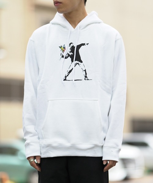 BRANDALISED（ブランダライズド）の「BRANDALISED ブランダライズド FLOWER　BOMBER P/Oパーカー（パーカー・メンズ・ブラック/杢グレー/ホワイト・MEDIUM/LARGE/X-LARGE）」の18枚目の写真